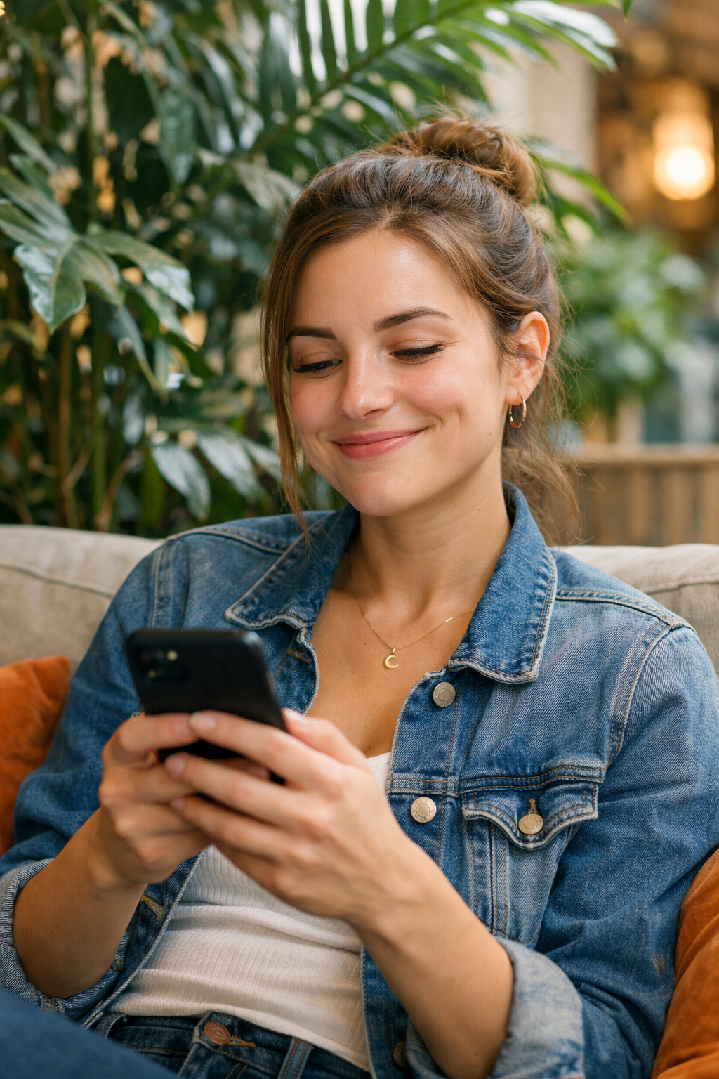 Woman learning on phone